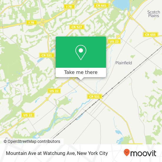 Mapa de Mountain Ave at Watchung Ave