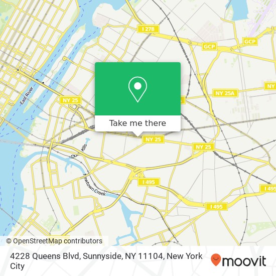 Mapa de 4228 Queens Blvd, Sunnyside, NY 11104