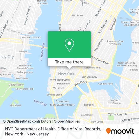 Mapa de NYC Department of Health, Office of Vital Records