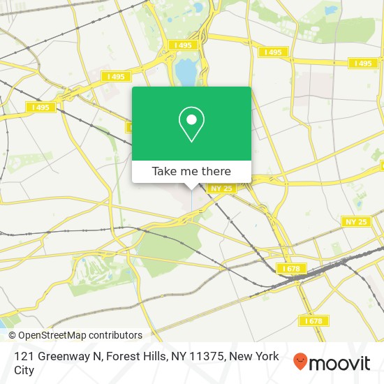Mapa de 121 Greenway N, Forest Hills, NY 11375