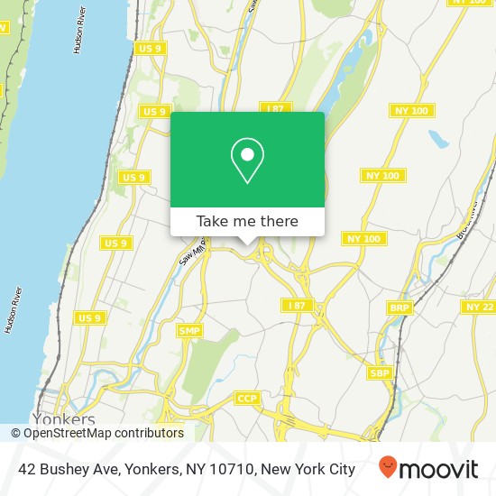 Mapa de 42 Bushey Ave, Yonkers, NY 10710