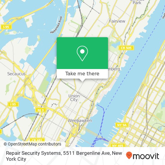 Mapa de Repair Security Systems, 5511 Bergenline Ave
