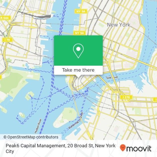 Mapa de Peak6 Capital Management, 20 Broad St
