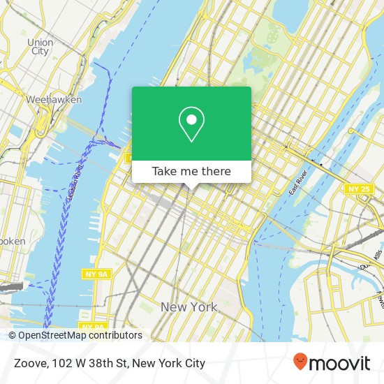 Zoove, 102 W 38th St map