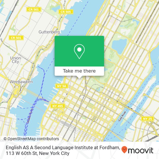 English AS A Second Language Institute at Fordham, 113 W 60th St map