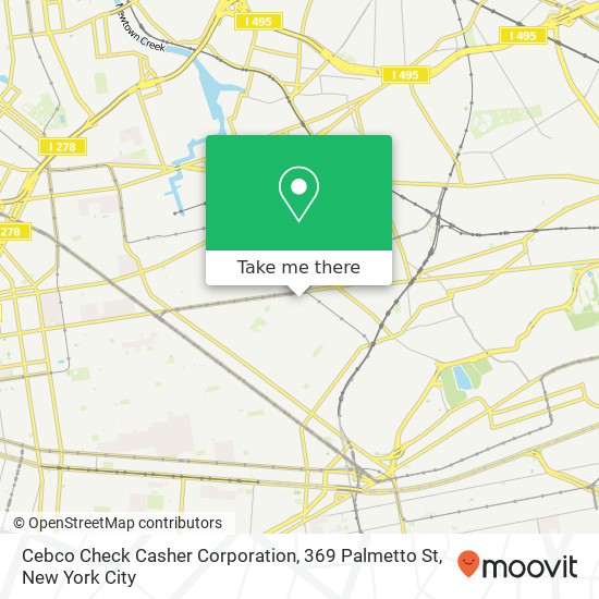 Mapa de Cebco Check Casher Corporation, 369 Palmetto St