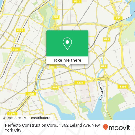 Mapa de Perfecto Construction Corp., 1362 Leland Ave