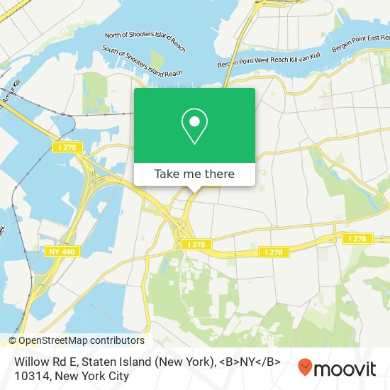 Willow Rd E, Staten Island (New York), <B>NY< / B> 10314 map