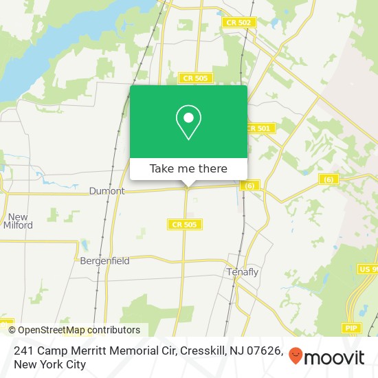 Mapa de 241 Camp Merritt Memorial Cir, Cresskill, NJ 07626