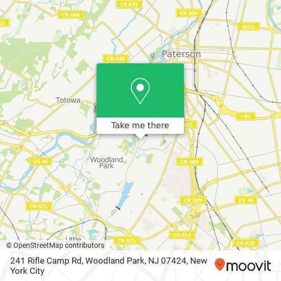 Mapa de 241 Rifle Camp Rd, Woodland Park, NJ 07424