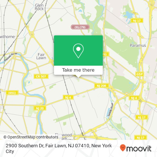 Mapa de 2900 Southern Dr, Fair Lawn, NJ 07410