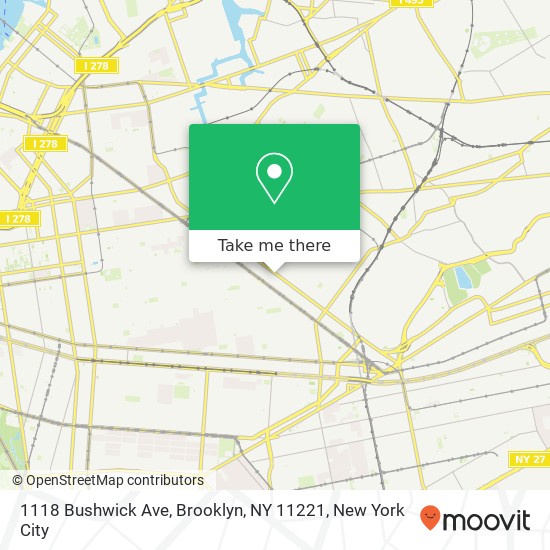 Mapa de 1118 Bushwick Ave, Brooklyn, NY 11221