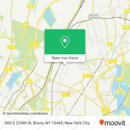 Mapa de 800 E 224th St, Bronx, NY 10466