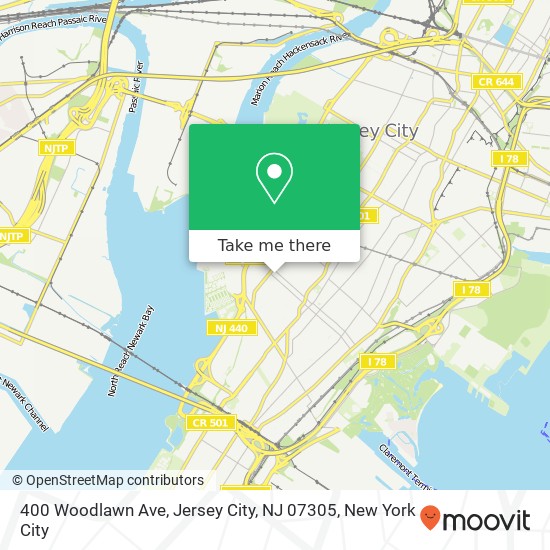 Mapa de 400 Woodlawn Ave, Jersey City, NJ 07305