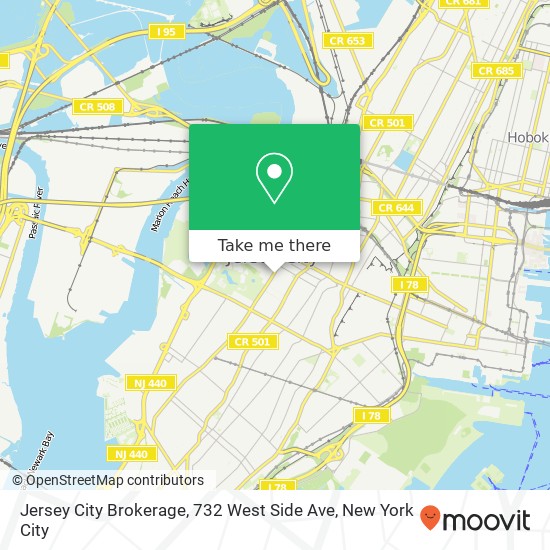 Mapa de Jersey City Brokerage, 732 West Side Ave