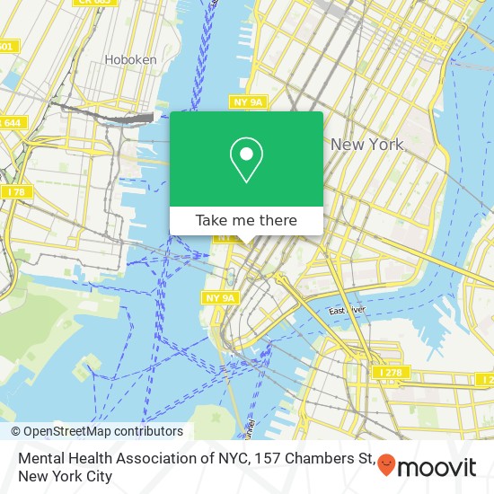 Mapa de Mental Health Association of NYC, 157 Chambers St