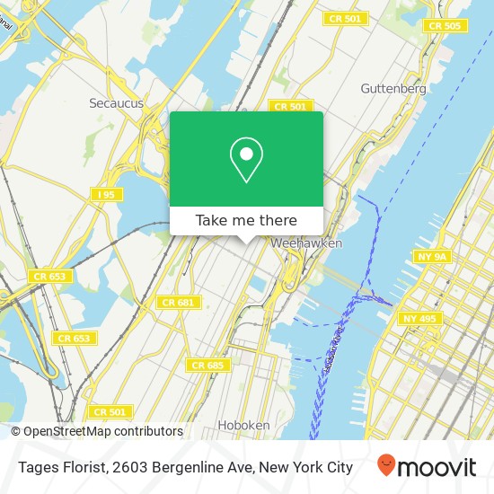 Mapa de Tages Florist, 2603 Bergenline Ave