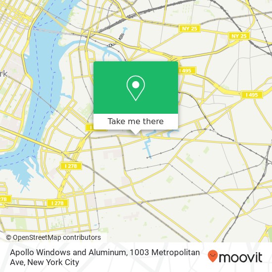 Mapa de Apollo Windows and Aluminum, 1003 Metropolitan Ave