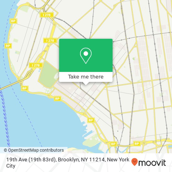 Mapa de 19th Ave (19th 83rd), Brooklyn, NY 11214