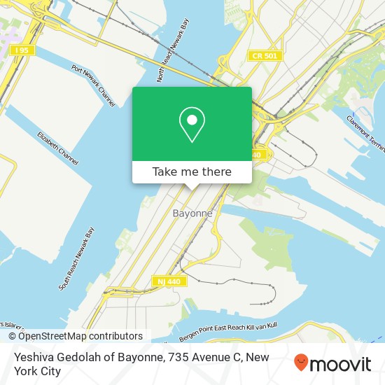 Mapa de Yeshiva Gedolah of Bayonne, 735 Avenue C
