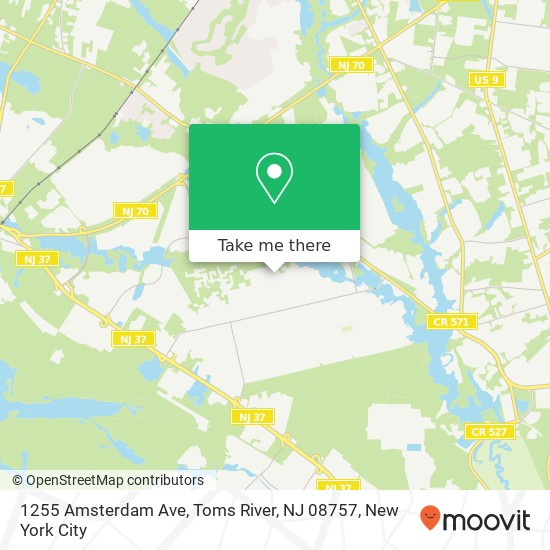 Mapa de 1255 Amsterdam Ave, Toms River, NJ 08757