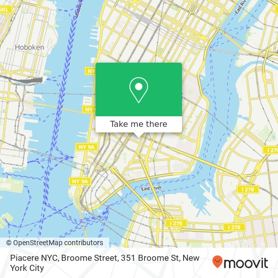 Mapa de Piacere NYC, Broome Street, 351 Broome St