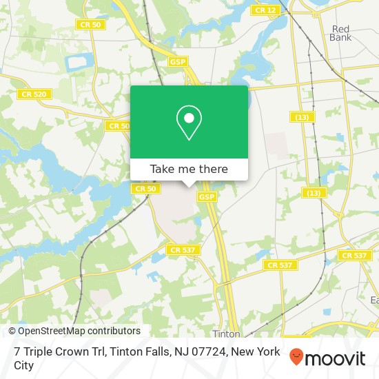 Mapa de 7 Triple Crown Trl, Tinton Falls, NJ 07724