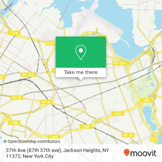 Mapa de 37th Ave (87th 37th ave), Jackson Heights, NY 11372