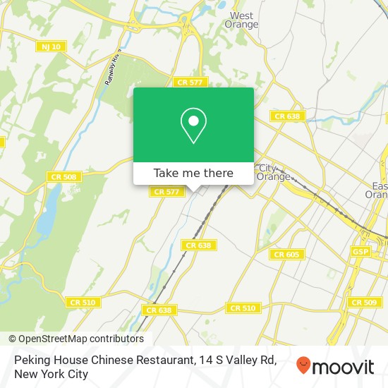 Mapa de Peking House Chinese Restaurant, 14 S Valley Rd