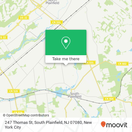 Mapa de 247 Thomas St, South Plainfield, NJ 07080