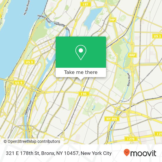 Mapa de 321 E 178th St, Bronx, NY 10457