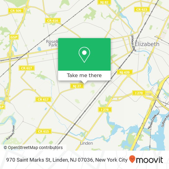 Mapa de 970 Saint Marks St, Linden, NJ 07036