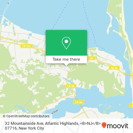 Mapa de 32 Mountainside Ave, Atlantic Highlands, <B>NJ< / B> 07716