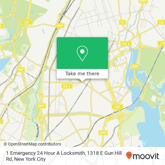 Mapa de 1 Emergency 24 Hour A Locksmith, 1318 E Gun Hill Rd