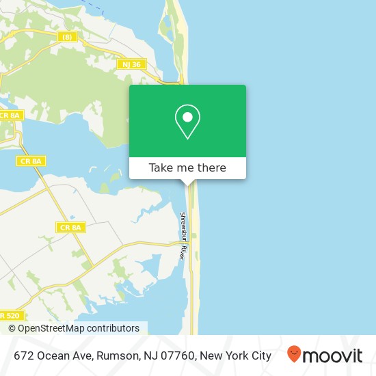 Mapa de 672 Ocean Ave, Rumson, NJ 07760