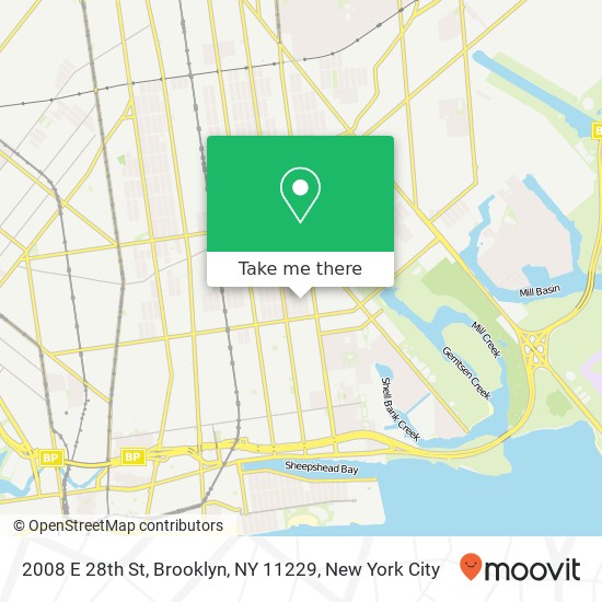 Mapa de 2008 E 28th St, Brooklyn, NY 11229