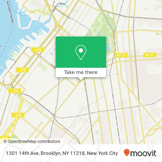 Mapa de 1301 14th Ave, Brooklyn, NY 11218