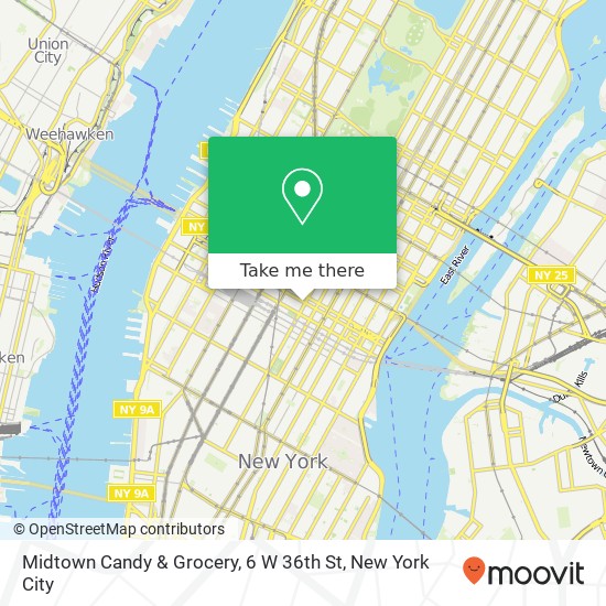 Mapa de Midtown Candy & Grocery, 6 W 36th St