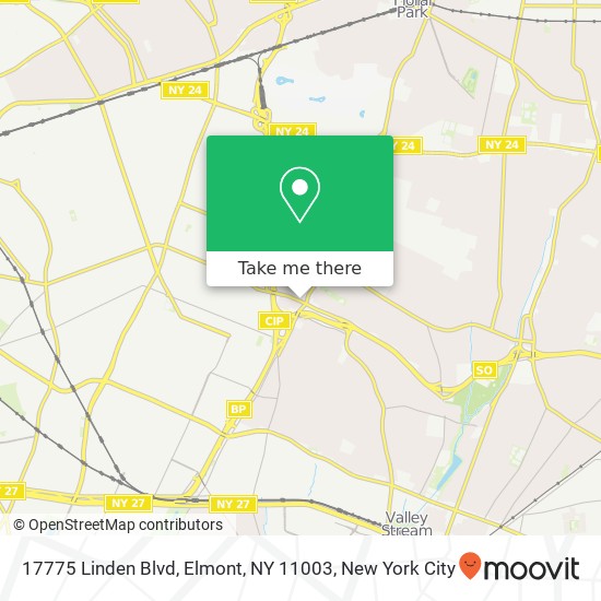 Mapa de 17775 Linden Blvd, Elmont, NY 11003