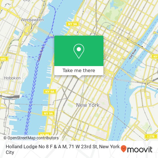 Holland Lodge No 8 F & A M, 71 W 23rd St map