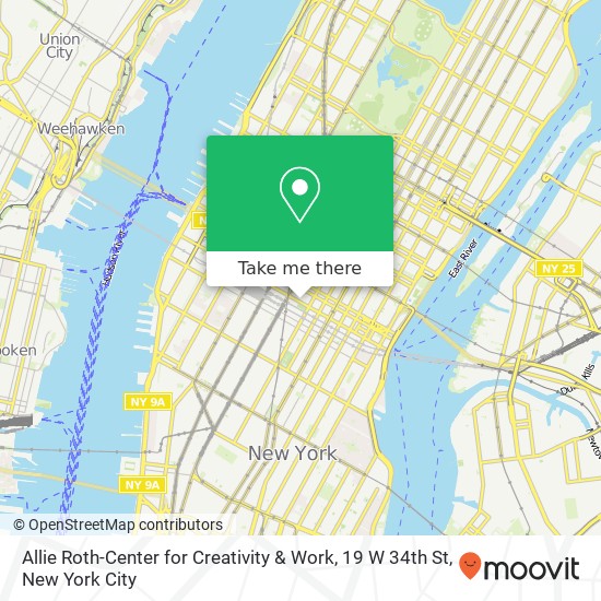 Mapa de Allie Roth-Center for Creativity & Work, 19 W 34th St