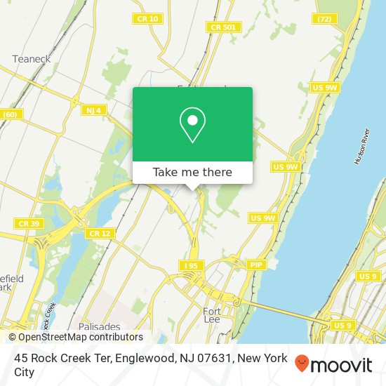 Mapa de 45 Rock Creek Ter, Englewood, NJ 07631