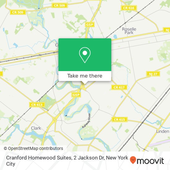 Mapa de Cranford Homewood Suites, 2 Jackson Dr