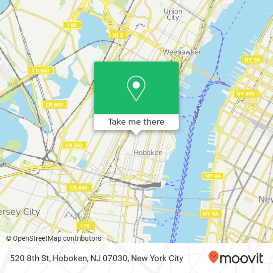 Mapa de 520 8th St, Hoboken, NJ 07030