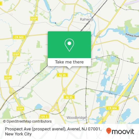 Mapa de Prospect Ave (prospect avenel), Avenel, NJ 07001