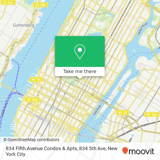 Mapa de 834 Fifth Avenue Condos & Apts, 834 5th Ave