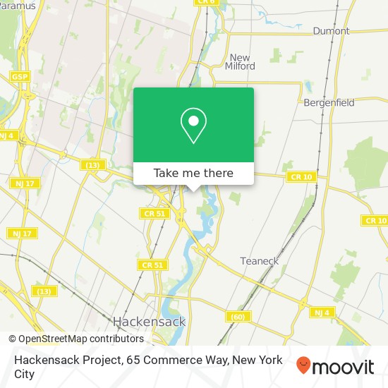 Mapa de Hackensack Project, 65 Commerce Way