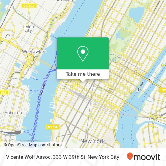 Vicente Wolf Assoc, 333 W 39th St map