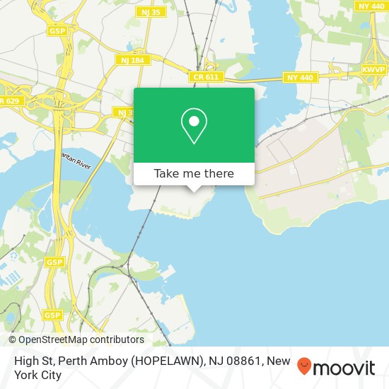 Mapa de High St, Perth Amboy (HOPELAWN), NJ 08861