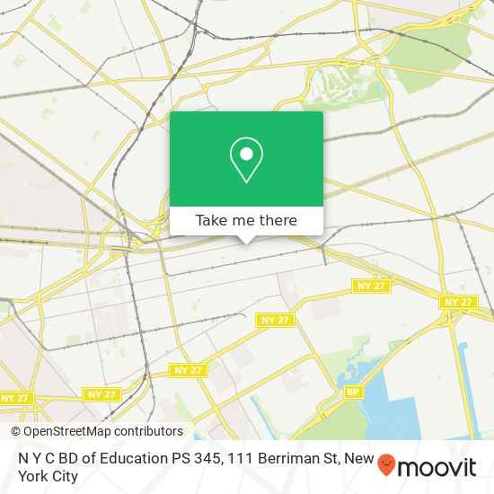 Mapa de N Y C BD of Education PS 345, 111 Berriman St